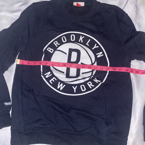 Mitchell & Ness Brooklyn Nets Basketball Crewneck Sweatshirt Black Size Small - Picture 5 of 8